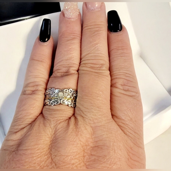 Antique Silver Gold Circled Ring - Picture 2 of 6